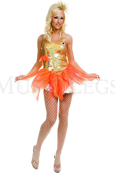 Music Legs Sequined Goldfish Suit with Attached Petticoat