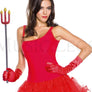 The Devil Costume Accessory Kit is a great way to create a costume on your own. This kit includes a devil horn headband, a pitchfork and red satin gloves. (Dress and stockings not included.)