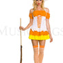 2 pc. halter candy corn dress Includes:hat
