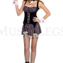 Suspender gangster outfit with skirt