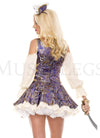 Peasant style paisley dress with gold trim and lace up sides