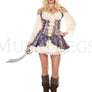 Peasant style paisley dress with gold trim and lace up sides