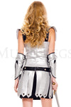 Silver and black metallic dress with cross applique and epaulette