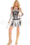 Silver and black metallic dress with cross applique and epaulette