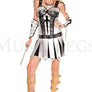 Silver and black metallic dress with cross applique and epaulette