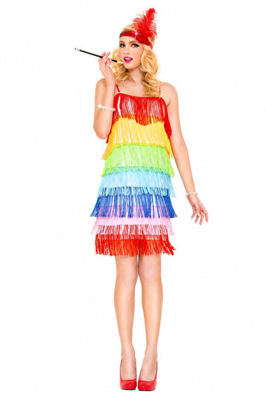 Music Legs Rainbow Fringe Flapper