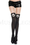 White skeleton skull print spandex pantyhose