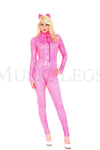 Wet look cheetah printed catsuit