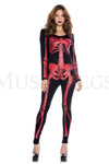 1 PC. includes: Skeleton red print catsuit