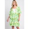 DIONA J FRONT ROPE FLOWER KIMONO ONE SIZE COLOR GREEN