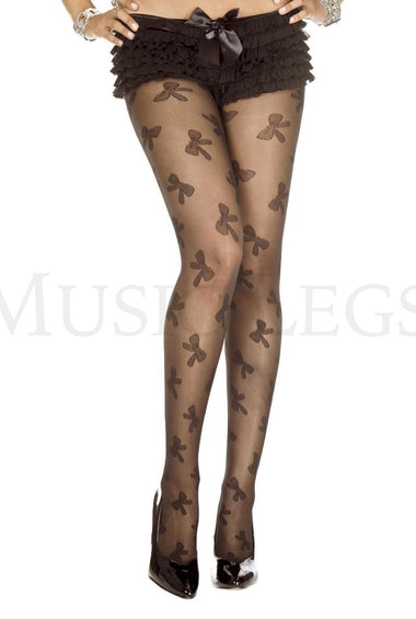 Bow print spandex pantyhose