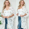 DIONA J LOLA LOVE SHEER DUSTER KIMONO WITH FLORAL ACCENTS ONE SIZE COLOR IVORY