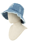 Distressed Denim NY Bucket Hat with Adjustable Wired Brim Stylish, Durable, and Customizable Fit for Men and Women