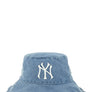 Distressed Denim NY Bucket Hat with Adjustable Wired Brim Stylish, Durable, and Customizable Fit for Men and Women
