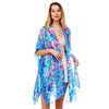 DIONA J FLORAL PRINTED SILKY KIMONO ONE SIZE COLOR BLUE