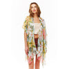 DIONA J FLORAL PRINTED SILKY KIMONO ONE SIZE COLOR MINT GREEN