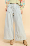 Davi & Dani Drawstring Hem Wide Leg Mid Rise Jeans