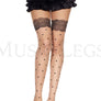 Faux heart and lace top design spandex pantyhose