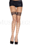 Faux heart and lace top design spandex pantyhose
