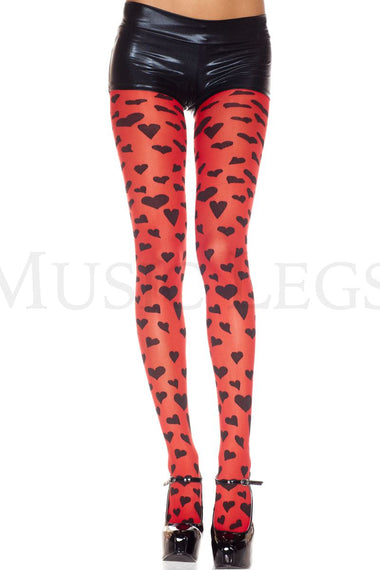 Heart print pantyhose