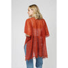 DIONA J ETHNIC PATTERN LACE KIMONO w/TASSEL ONE SIZE COLOR RED
