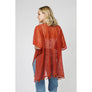 DIONA J ETHNIC PATTERN LACE KIMONO w/TASSEL ONE SIZE COLOR RED