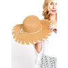 DIONA J CONTRAST BRIM EDGE FLOPPY STRAW SUN HAT TAUPE