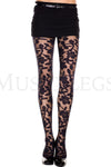 Woven floral design spandex pantyhose