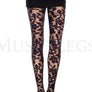 Woven floral design spandex pantyhose