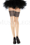 Backseam and faux big lace spandex pantyhose