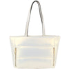 Diona J Women's Fashion Cushion Zipper Tote Shoulder Bag With Strap White