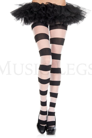 Wide striped sheer pantyhose