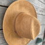 Faux suede wide brim panama hat with braided band