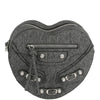 DIONA J HEART SHAPED ZIPPER DESIGN CROSSBODY BAG BLACK