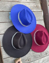 Wide brim panama hat in vegan felt with Jacquard t