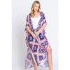 DIONA J BOHO PRINT KIMONO COVER UP ONE SIZE COLOR PINK