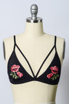 Rose Embroidery Strappy Bralette Top