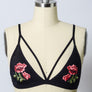 Rose Embroidery Strappy Bralette Top