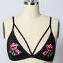 Rose Embroidery Strappy Bralette Top