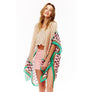 DIONA J MULTI PRINTED SILK KIMONO ONE SIZE COLOR BLACK/MULTI