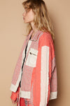 POL Floral Patchwork Zip Up Long Sleeve Jacket