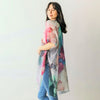 DIONA J ABSRACT WATERCOLOR PRINT KIMONO ONE SIZE COLOR TURQUOISE