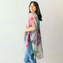 DIONA J ABSRACT WATERCOLOR PRINT KIMONO ONE SIZE COLOR TURQUOISE
