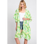 DIONA J FRONT ROPE FLOWER KIMONO ONE SIZE COLOR GREEN