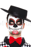 This full face day of the dead mask features an intricately painted design.