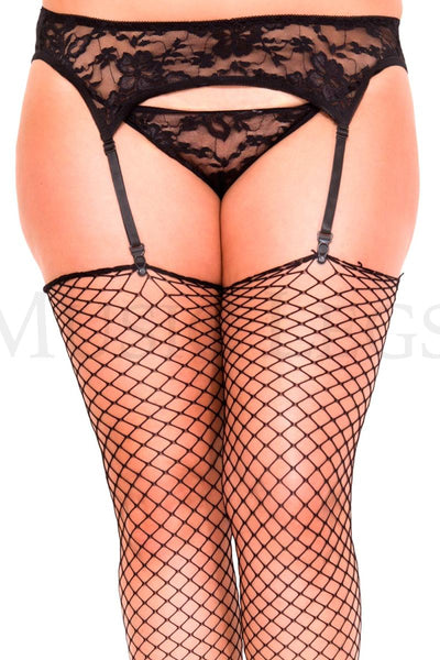 Plus size lace garterbelt and g-string