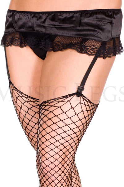 Plus size satin and lace garterbelt skirt with attached g-string (Stocking not included)