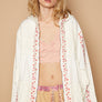 POL Embroidered Lace Patch Zip Up Hooded Jacket
