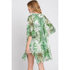 DIONA J TROPICAL MESH FRONT KNOT KIMONO COVER UP ONE SIZE GREEN