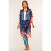 DIONA J AMERICAN FLAG COVER UP KIMONO ONE SIZE COLOR NAVY BLUE